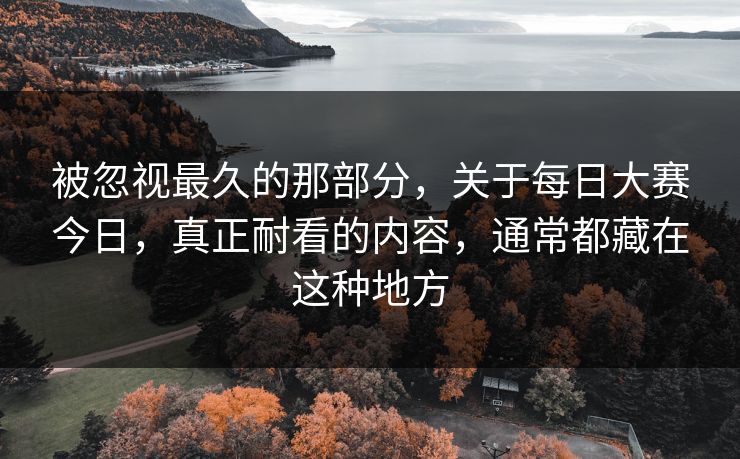 被忽视最久的那部分，关于每日大赛今日，真正耐看的内容，通常都藏在这种地方